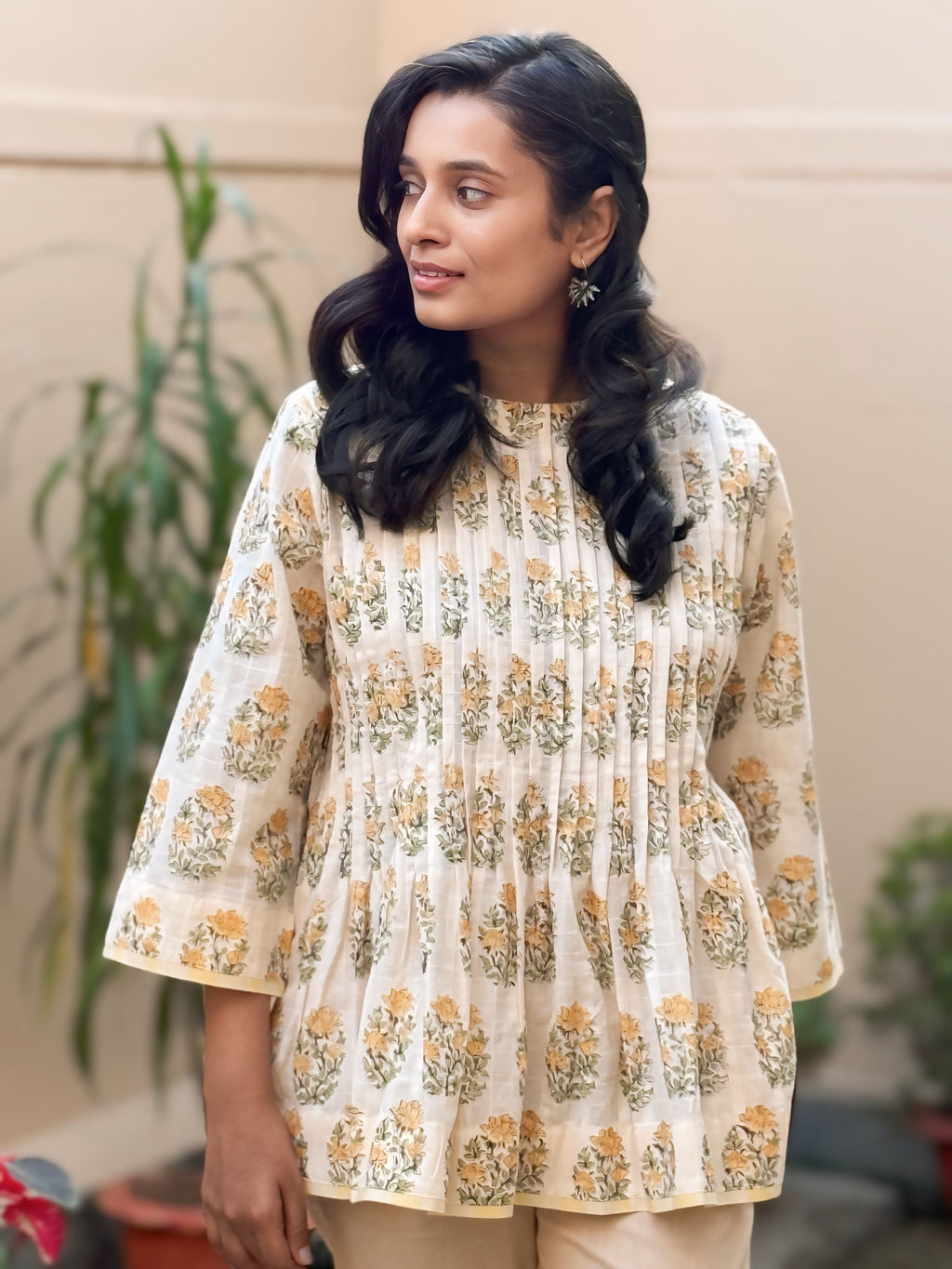 Bloom Hand Block Printed Cotton Short Top | KanthaIndia