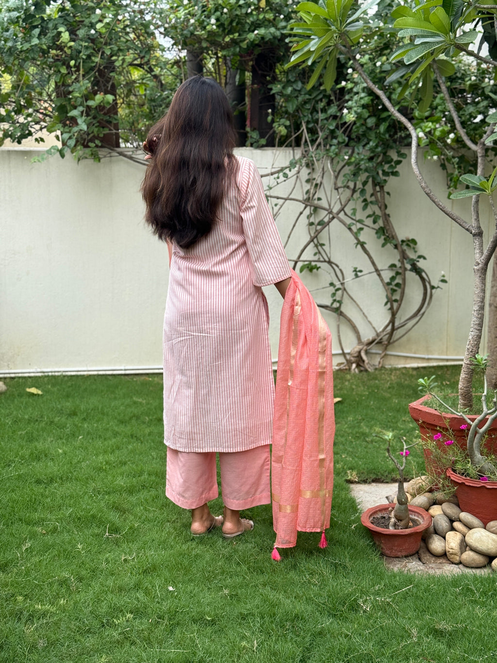 Orange candy Handloom Kurta Set
