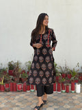 Shakti Ajrakh Hand Block Printed Cotton Kurta | Red | KanthaIndia