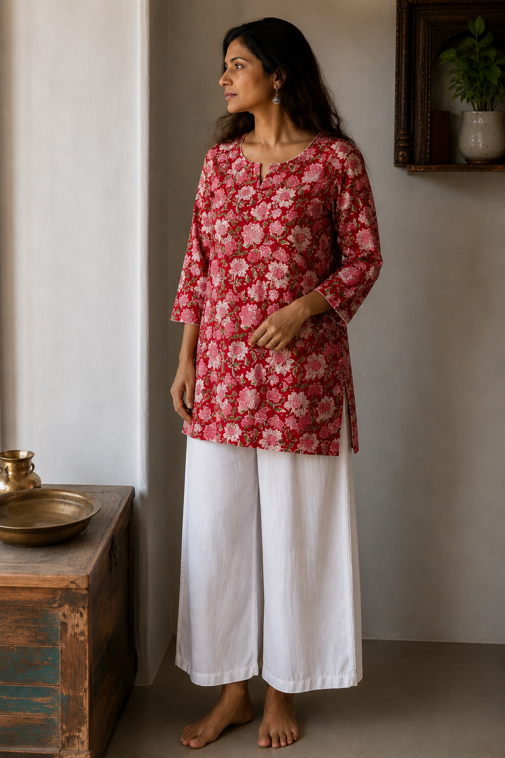 Saanjh Hand Block Printed Cotton Short Kurta | Jaipur | KanthaIndia