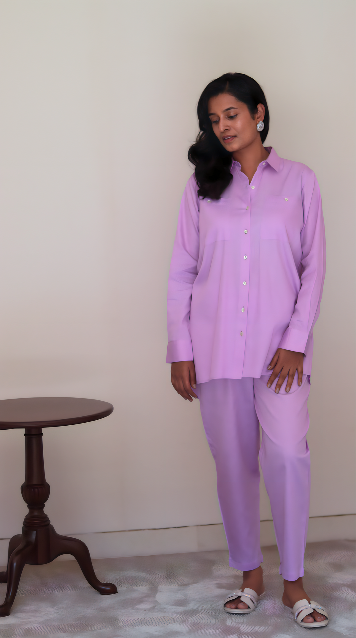 Lilac Jam Cotton Shirt Pant Set | Clearance Sale | With Defects Faded