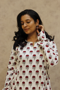 Red Poppy Anarkali Kurti | Pure Cotton | KanthaIndia