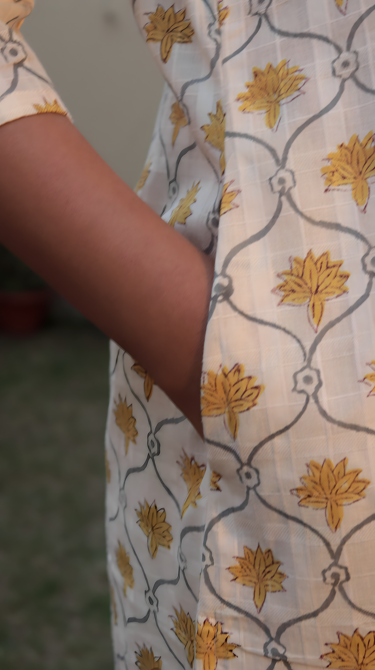 Yellow Floral Cotton Kurti | Pure Cotton | KanthaIndia