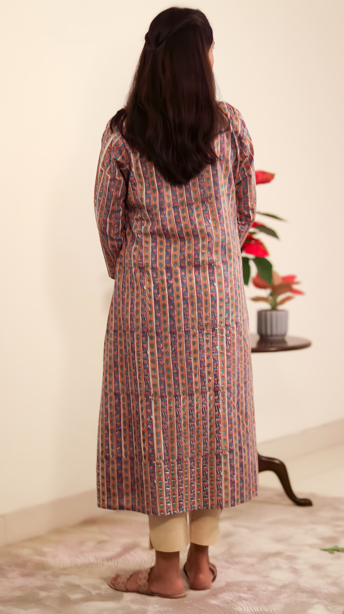 Cotton Hand Block Printed Kurta - Beige