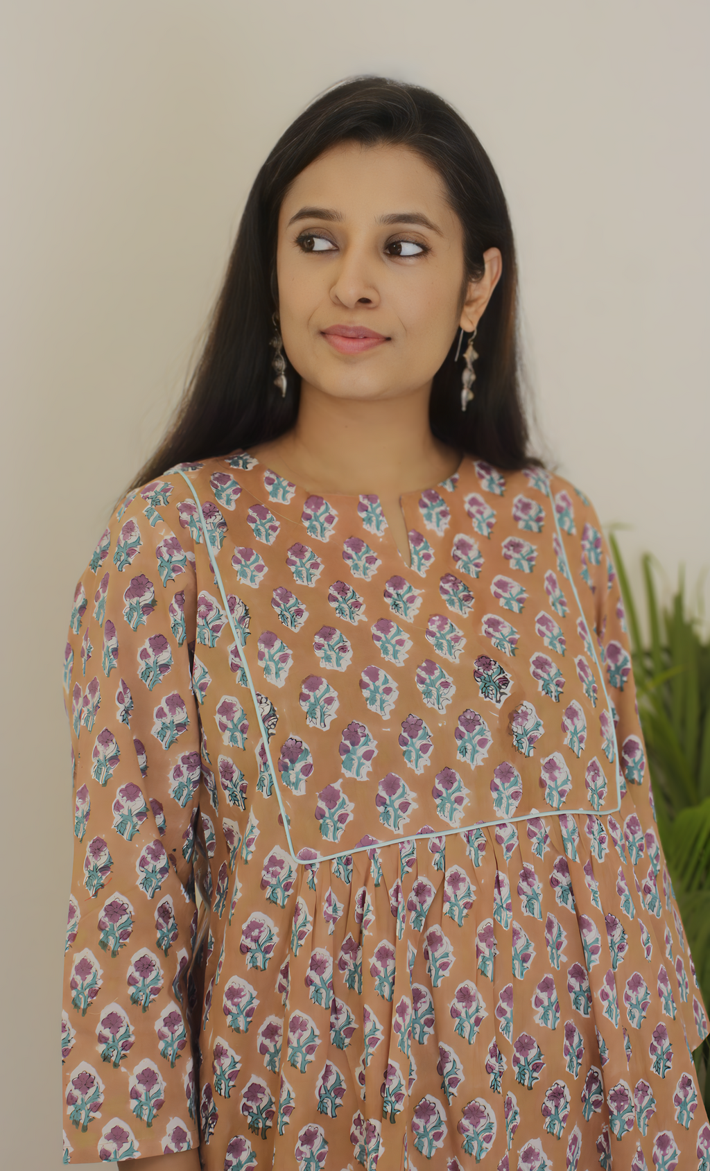 Beige Hand Block Printed Cotton Kurta Set | Clearance Sale | KanthaIndia