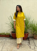 Meher Handloom Cotton Kurta Pant Set | Handwoven Butti | KanthaIndia