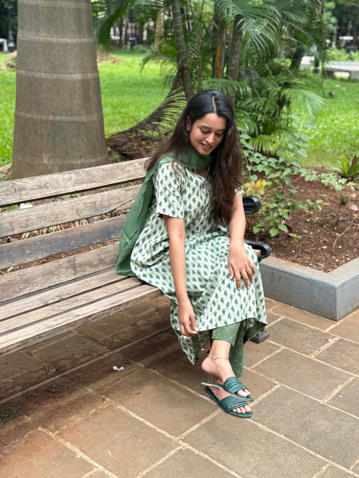 Dhyana Hand Block Print Cotton Kurta Dupatta Set | FADED