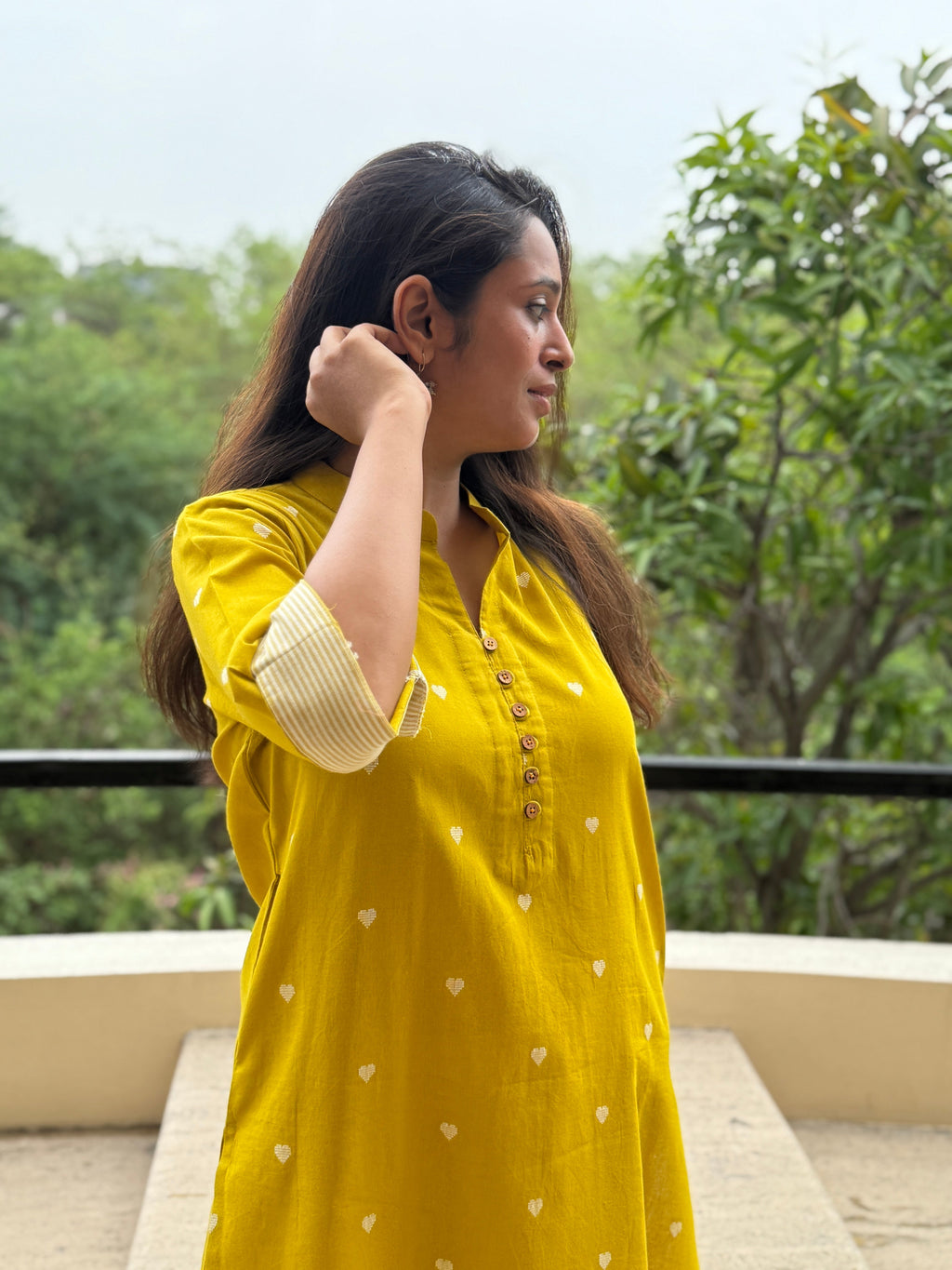 Meher Handloom Cotton Kurta Pant Set | Handwoven Butti | KanthaIndia