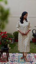 Yellow Floral Cotton Kurti | Pure Cotton | KanthaIndia