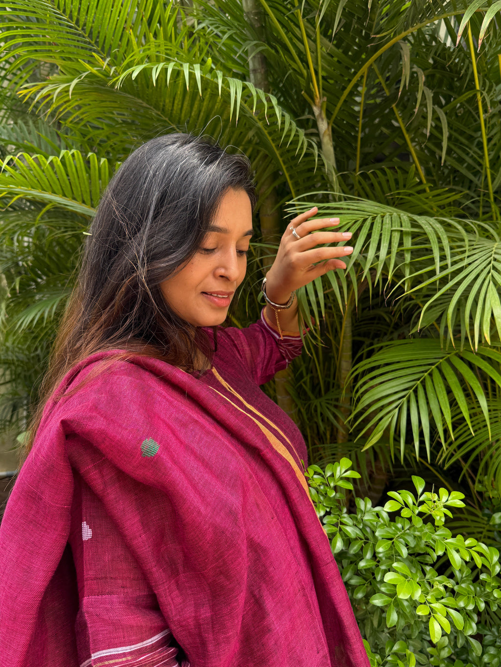 Antara Maroon Jamdani Paithani Unstitched Fabric Set