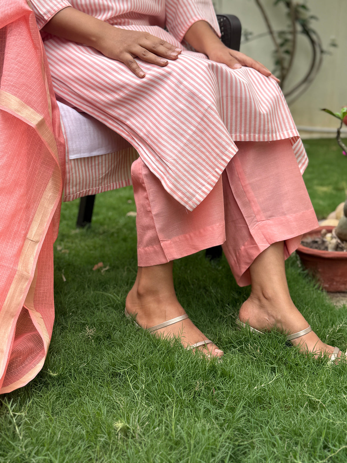 Orange candy Handloom Kurta Set