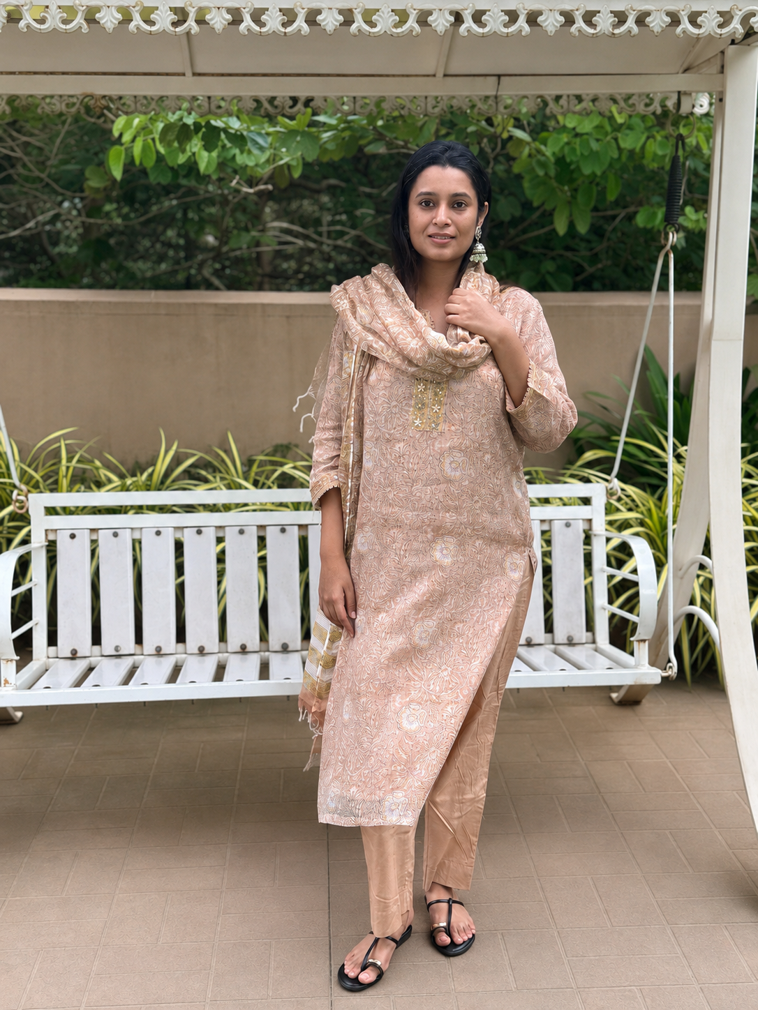 Vasudha Kota Doria Dupatta Suit Set | KanthaIndia