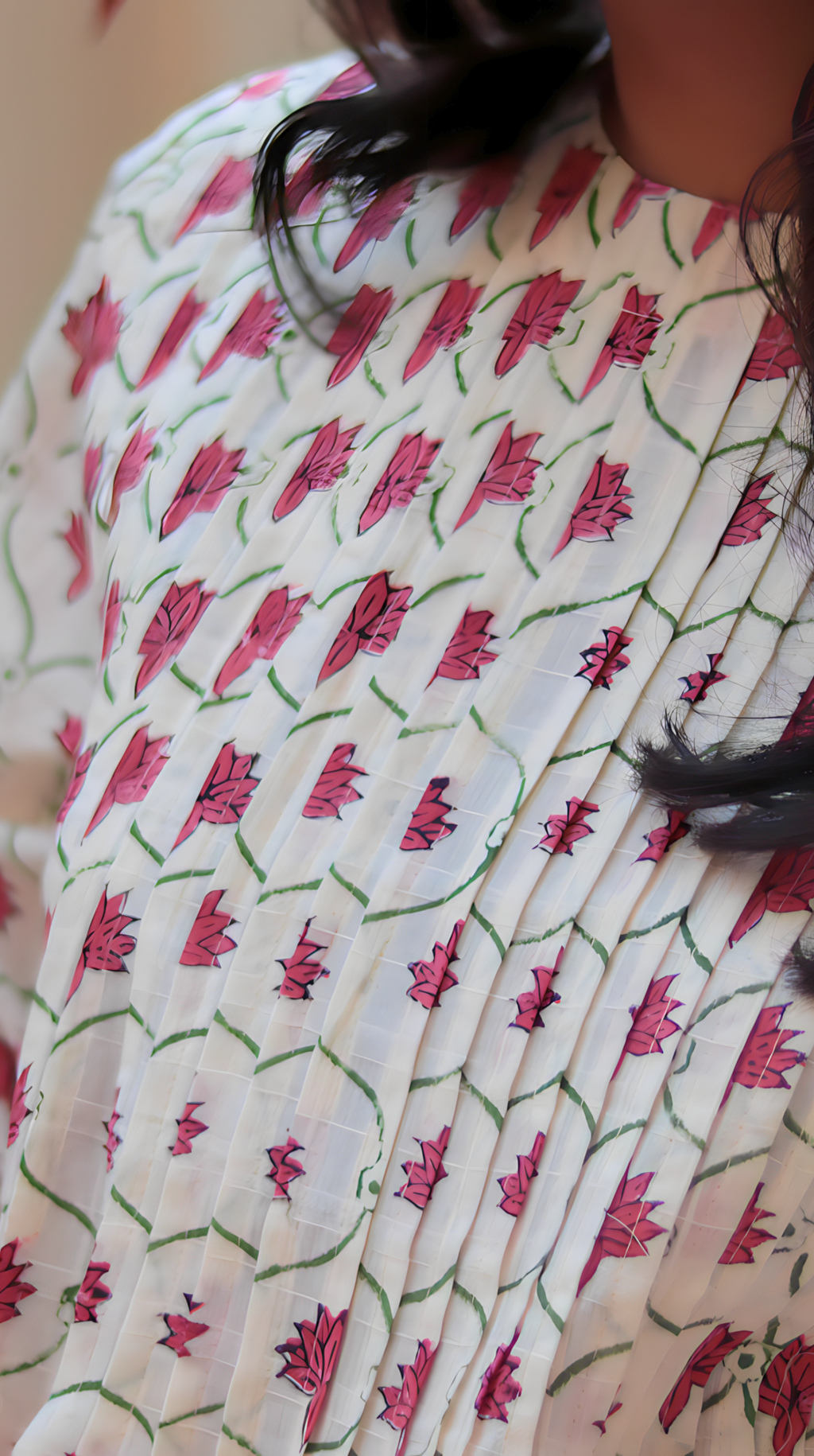 Pink Motif Hand Block Printed Cotton Short Top | KanthaIndia