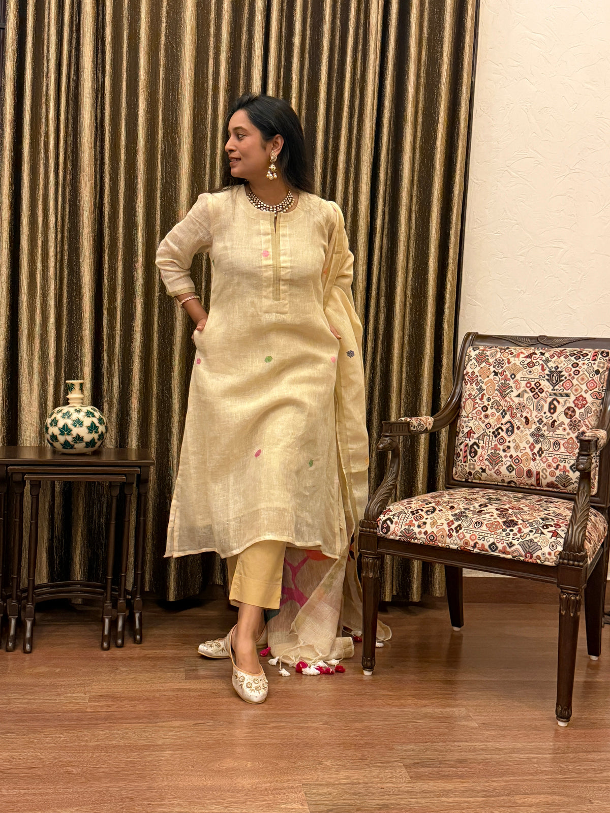 Golden Hour Jamdani Unstitched Fabric Set