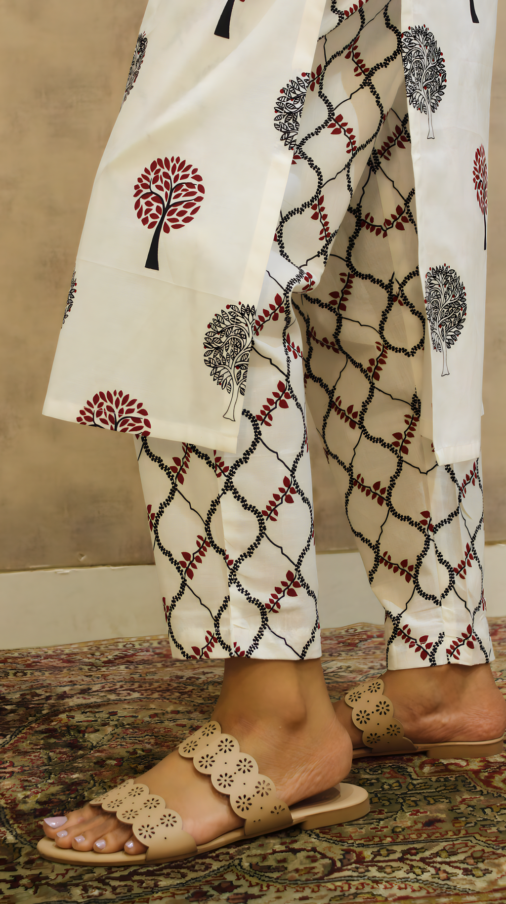 Sugar Maple Cotton Kurta Pant Set | Tree Print | KanthaIndia