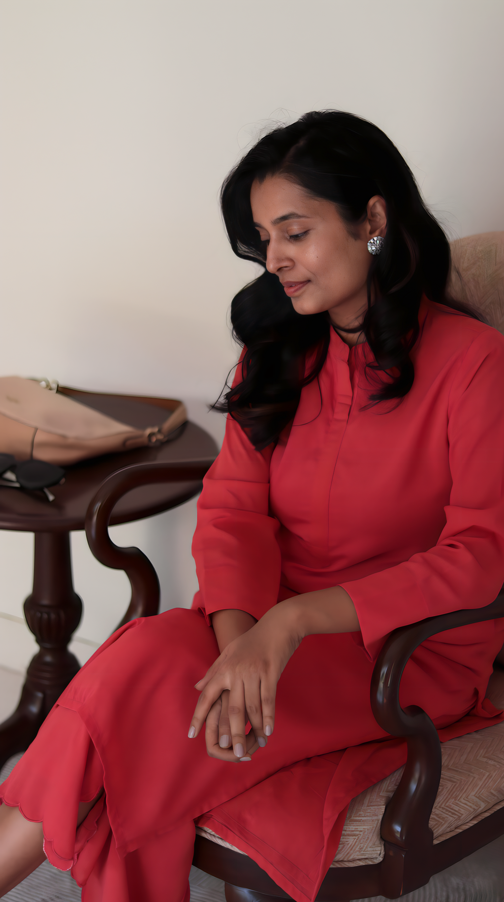 Cinnamon Red Crepe Kurta Pant Set | Clearance Sale | KanthaIndia