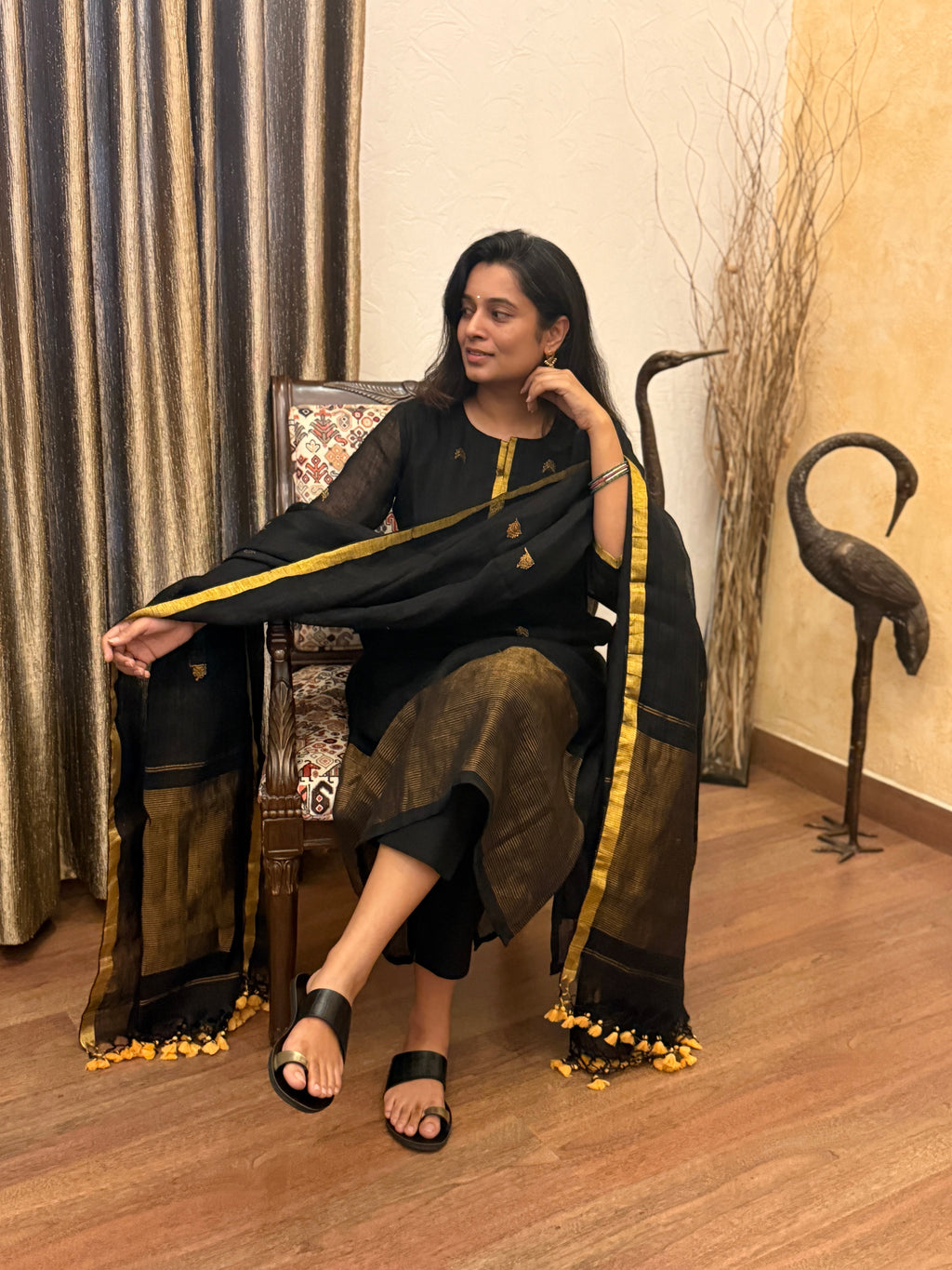 Black Noon Jamdani Unstitched Fabric Set