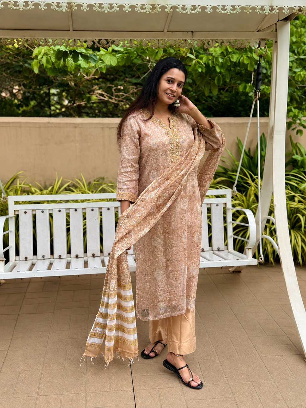 Vasudha Kota Doria Dupatta Suit Set | KanthaIndia