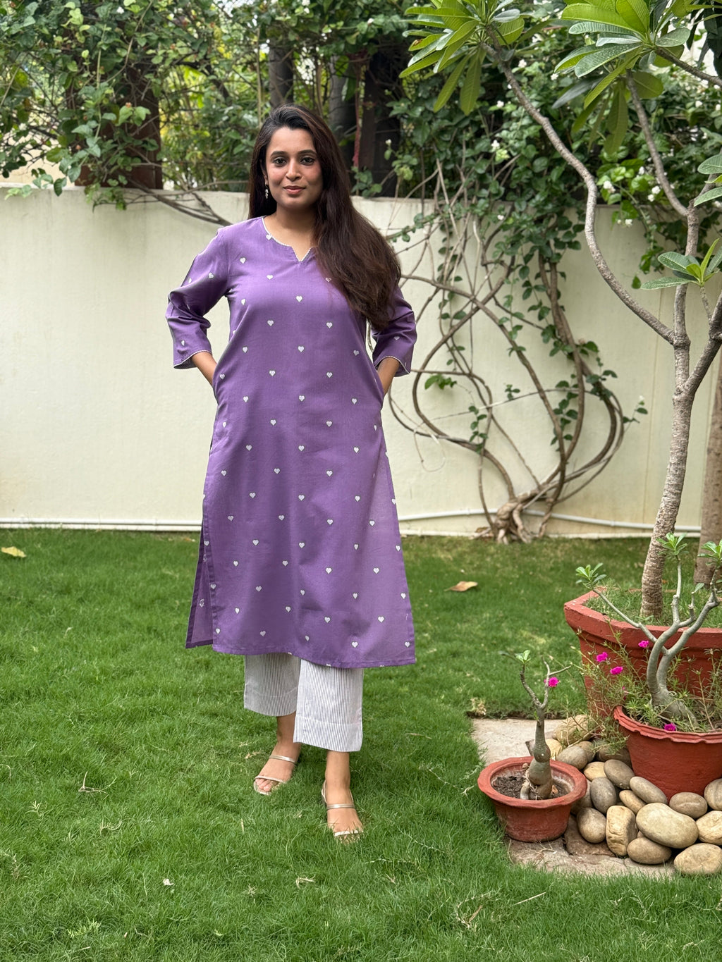 Seerat Handloom Cotton Kurta Pant Set | Handwoven | KanthaIndia
