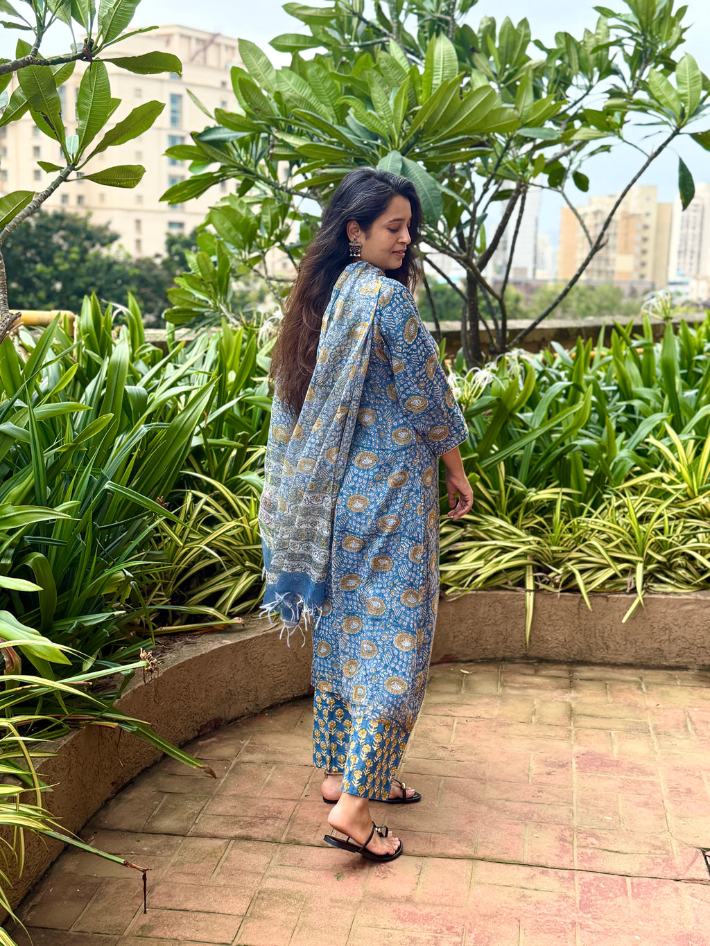 Neelaveni Kota Doria Dupatta Suit Set | KanthaIndia