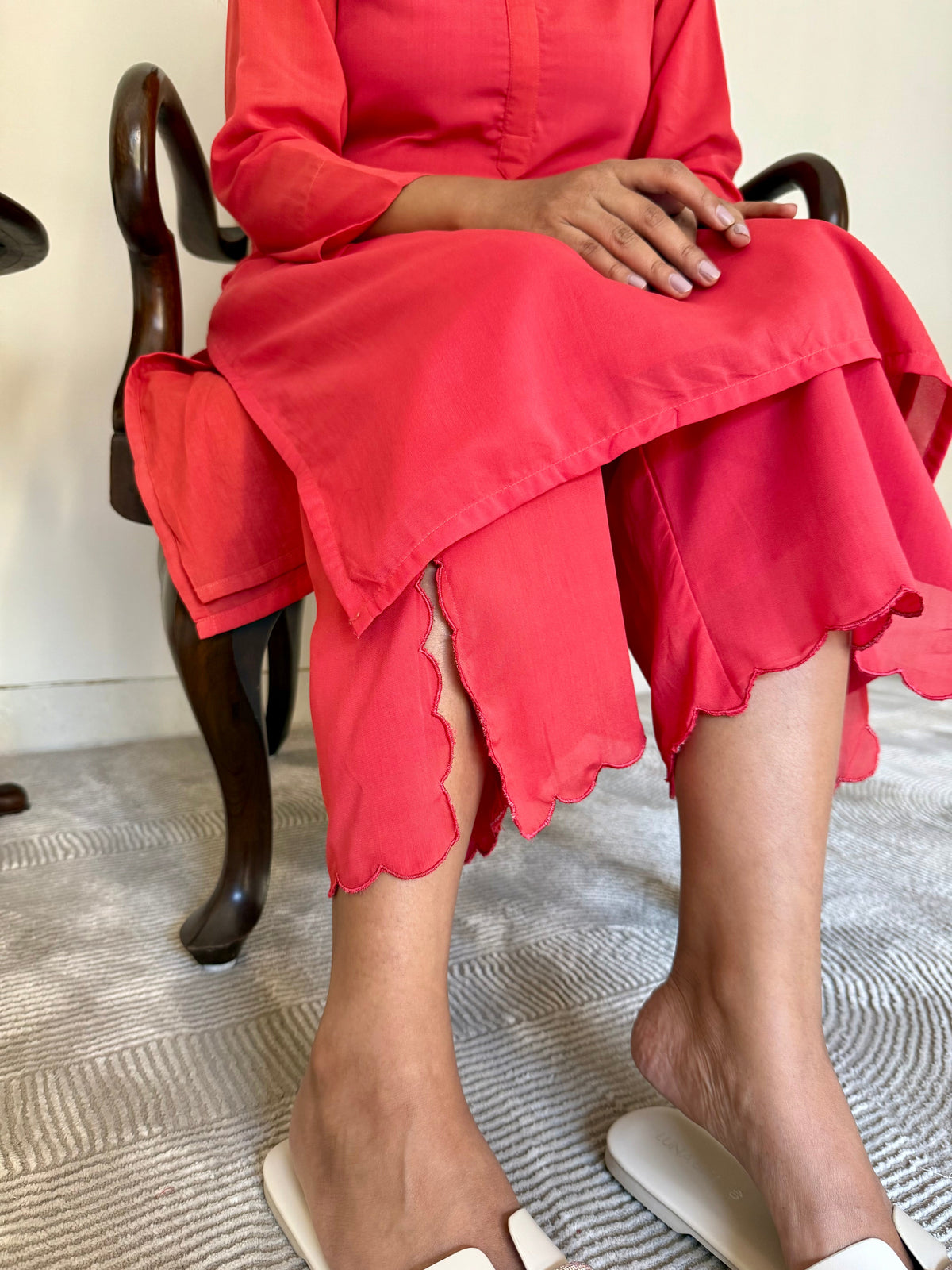 Cinnamon Red Crepe Kurta Pant Set | Clearance Sale | KanthaIndia
