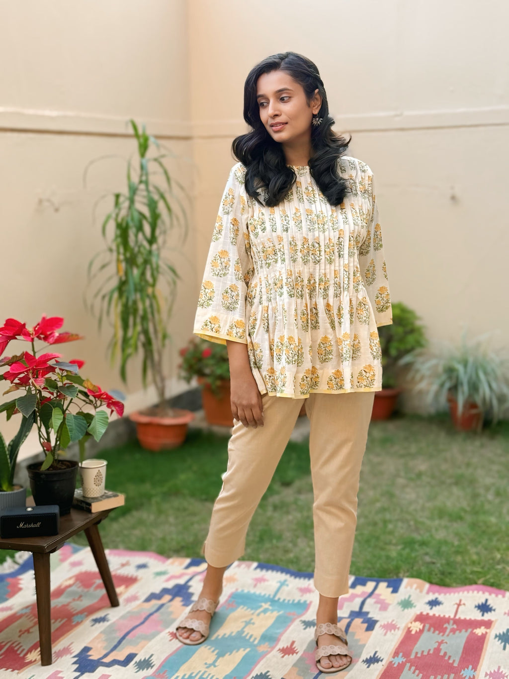 Bloom Hand Block Printed Cotton Short Top | KanthaIndia