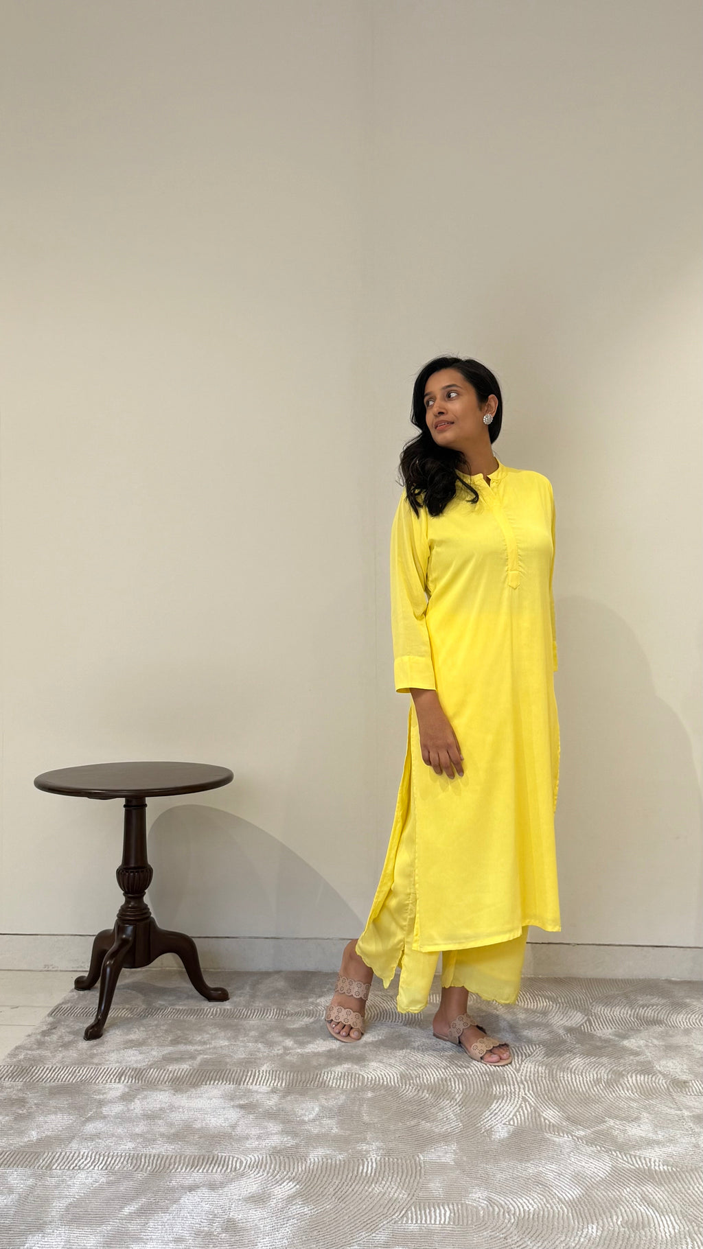 Neon Lime Yellow Crepe Kurta Pant Set | Clearance Sale | KanthaIndia