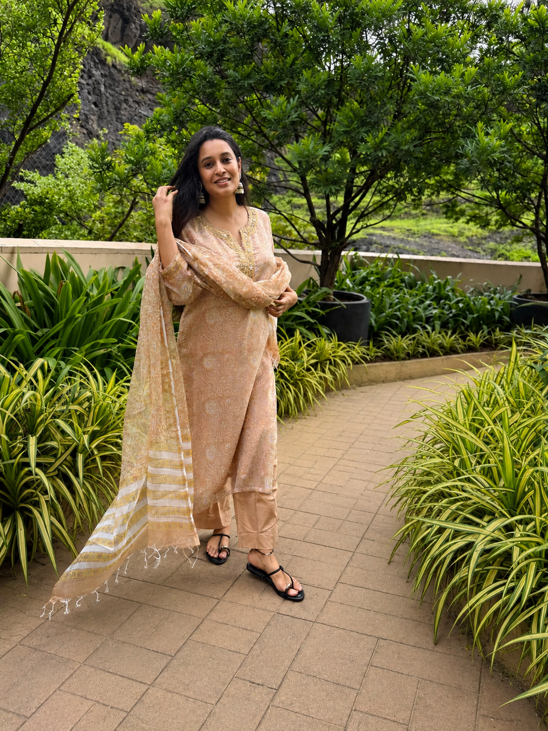 Vasudha Kota Doria Dupatta Suit Set | KanthaIndia