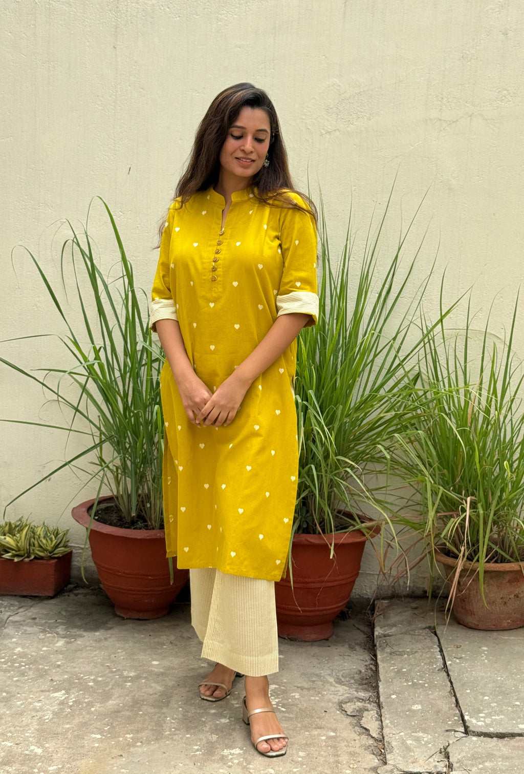 Meher Handloom Cotton Kurta Pant Set | Handwoven Butti | KanthaIndia