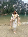 Darya Chanderi Silk Kurti Pant Dupatta Set | Yellow | KanthaIndia