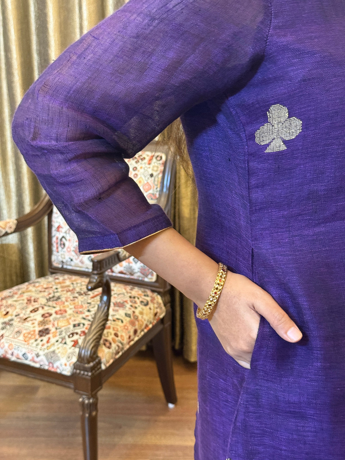 Aroha Purple Jamdani Pan Patta Dupatta Suit Set