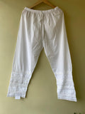 Embroidered Pure White Crochet Straight Pant