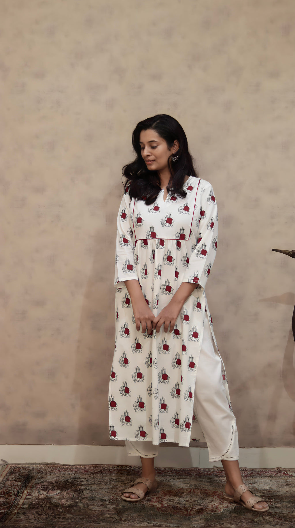 Elephant Print Cotton Kurti | Pure Cotton | KanthaIndia