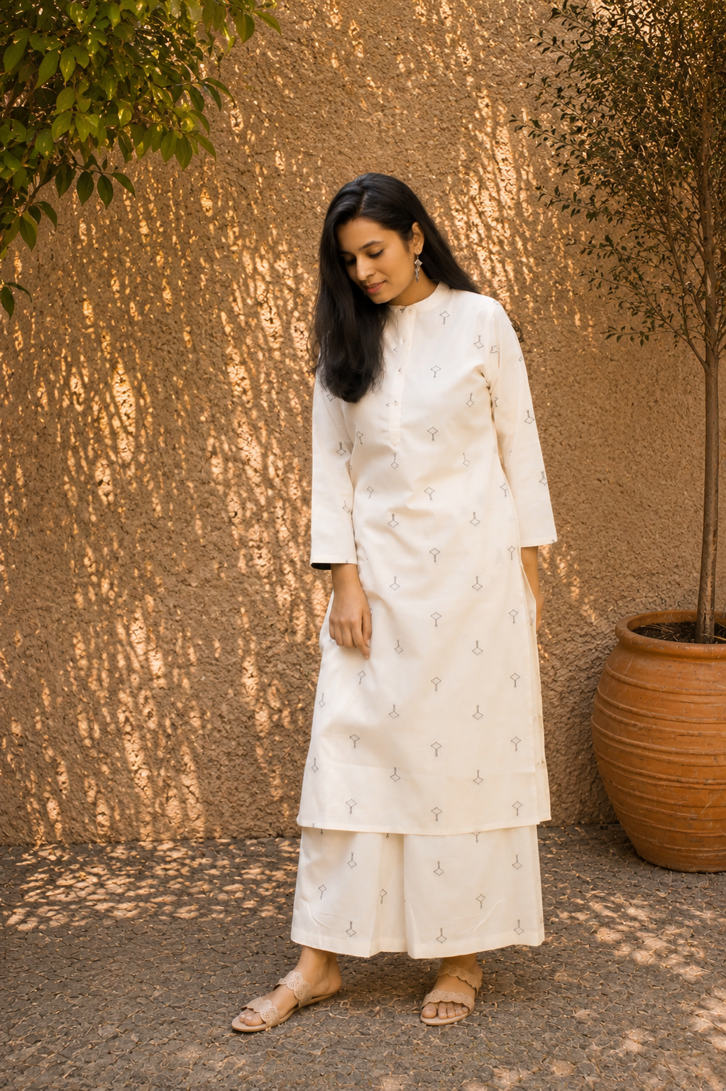 Handloom Cotton Co-ord Set | Handwoven Kurta Pant | KanthaIndia