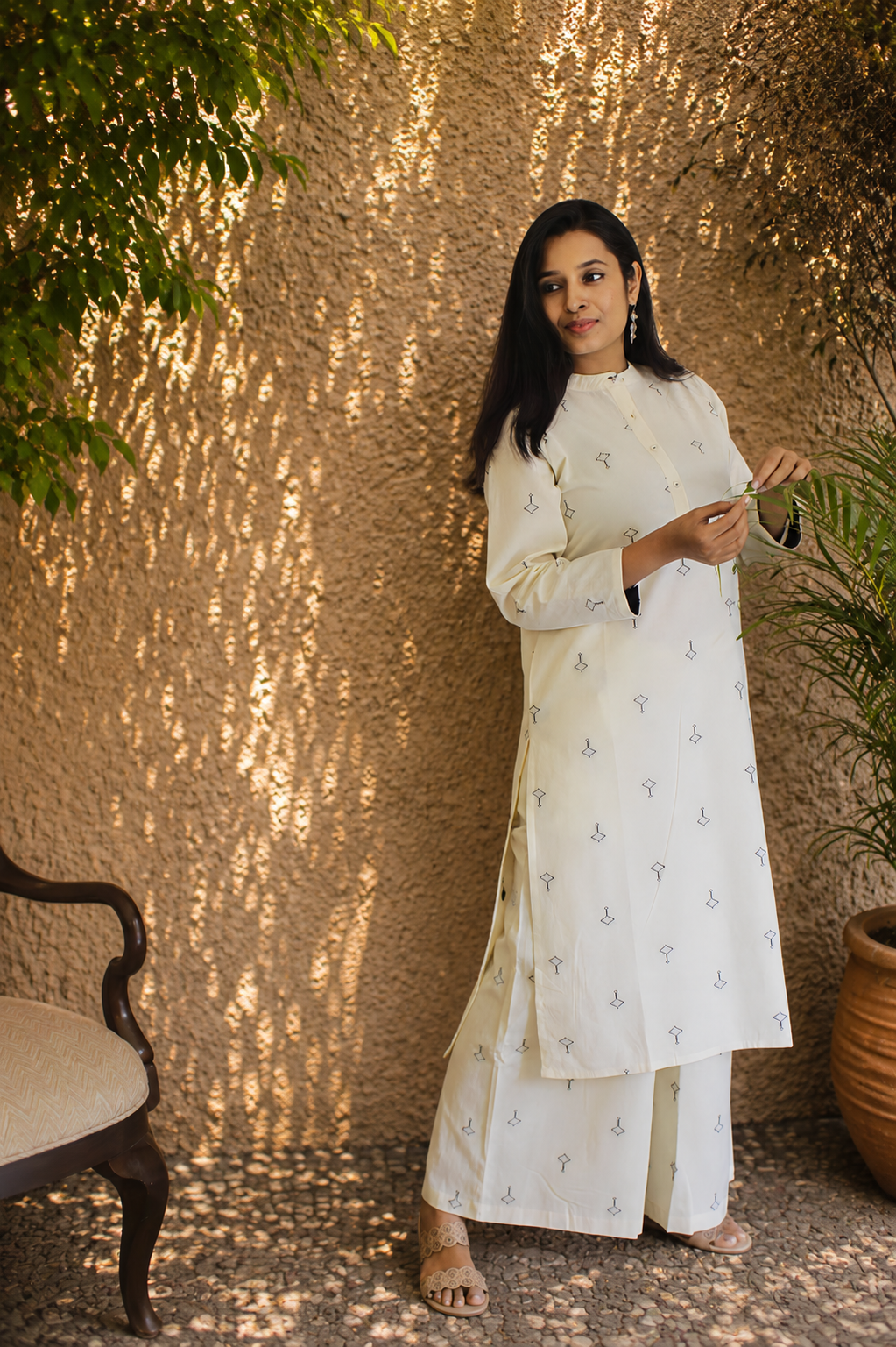 Handloom Cotton Co-ord Set | Handwoven Kurta Pant | KanthaIndia