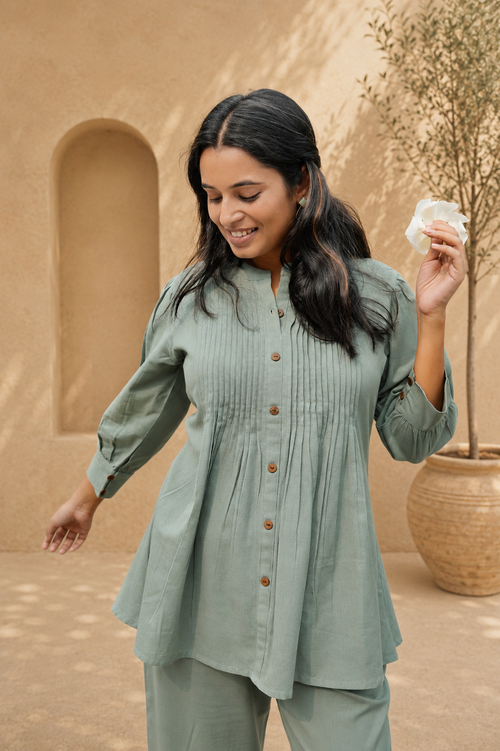 Amor Cotton Pleated Coord Set