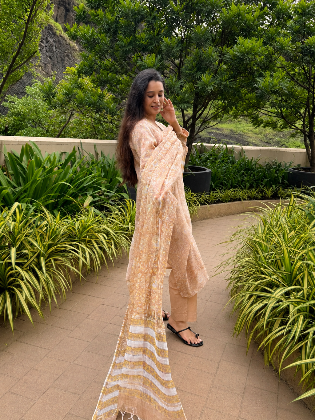 Vasudha Kota Doria Dupatta Suit Set | KanthaIndia