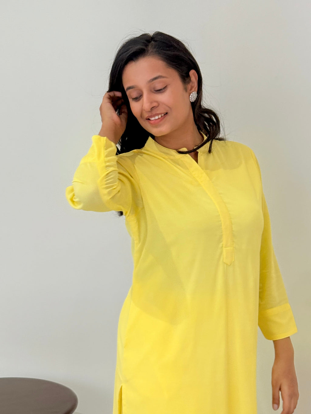 Neon Lime Yellow Crepe Kurta Pant Set | Clearance Sale | KanthaIndia