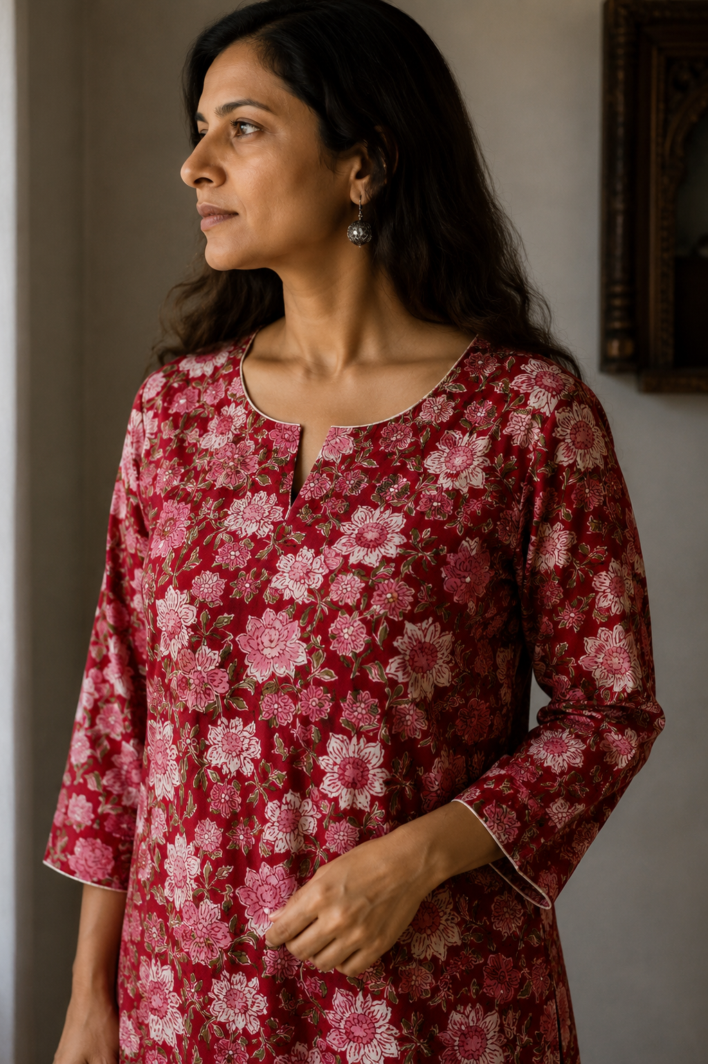 Saanjh Hand Block Printed Cotton Short Kurta | Jaipur | KanthaIndia