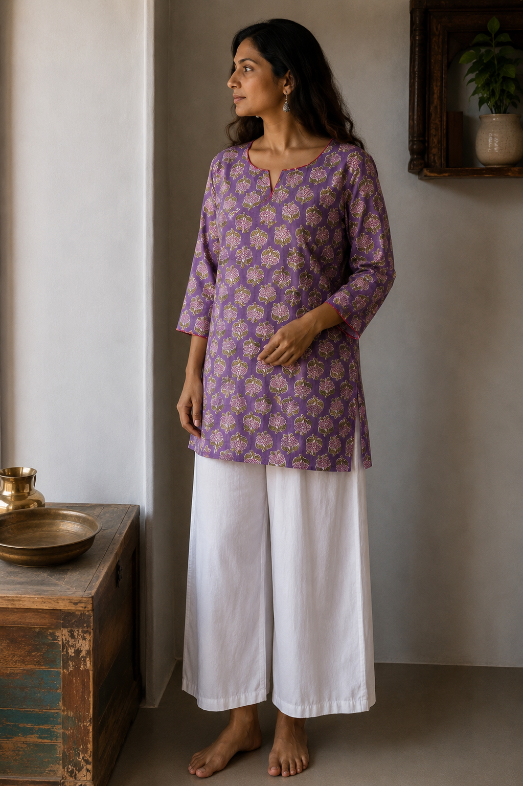 Samarpan Hand Block Printed Cotton Short Kurta | Jaipur | KanthaIndia
