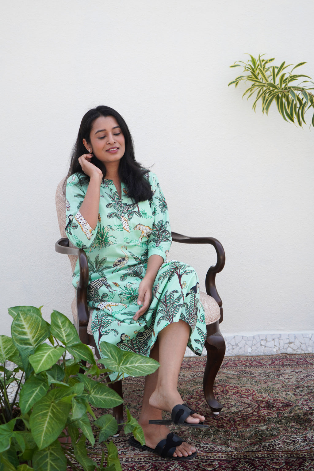 Ilaa Jungle Block Printed Cotton Kurta/Dress