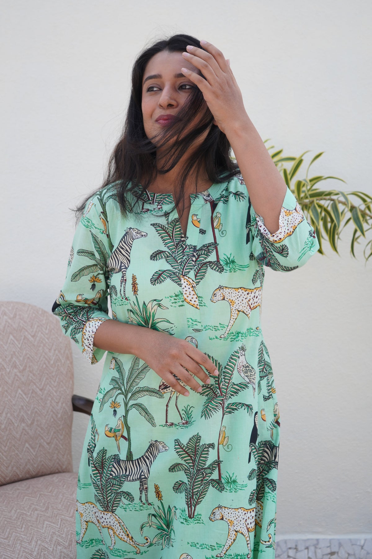 Ilaa Jungle Block Printed Cotton Kurta/Dress