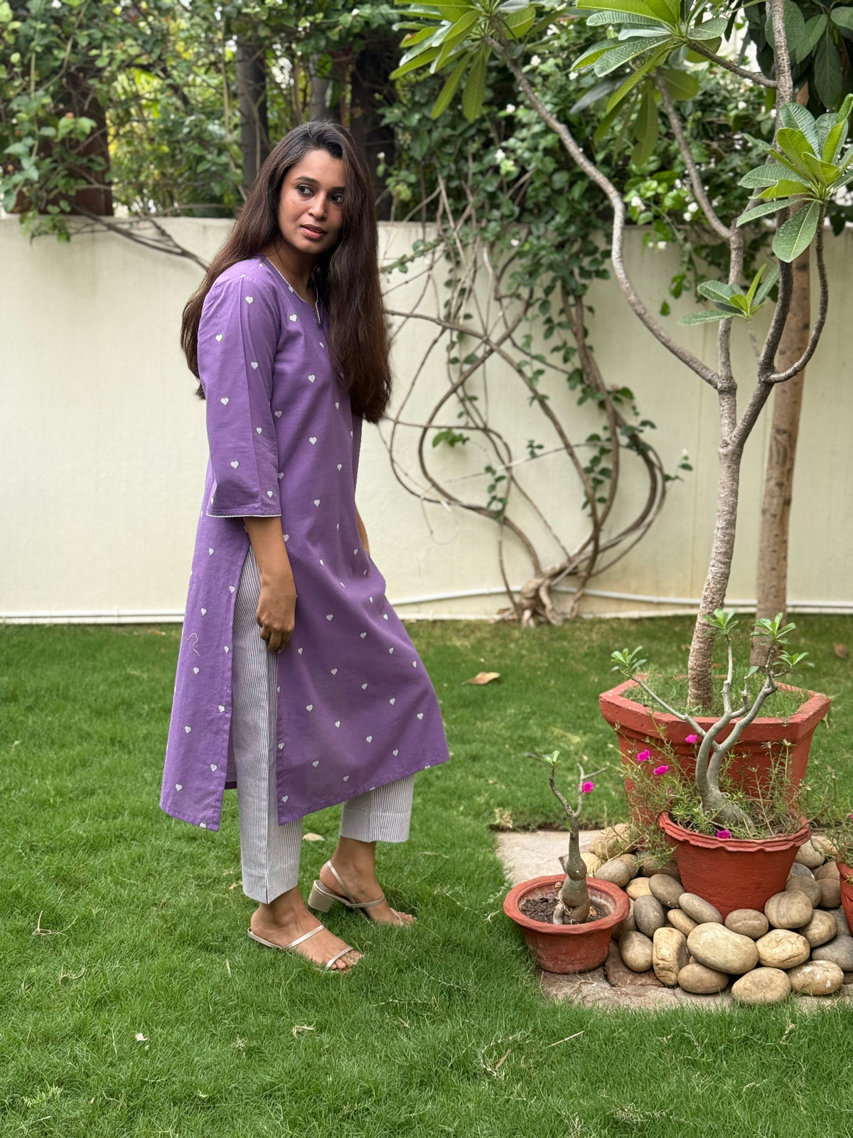 Seerat Handloom Cotton Kurta Pant Set | Handwoven | KanthaIndia