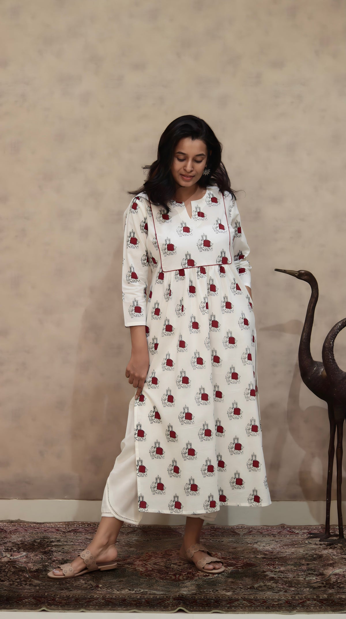 Elephant Print Cotton Kurti | Pure Cotton | KanthaIndia