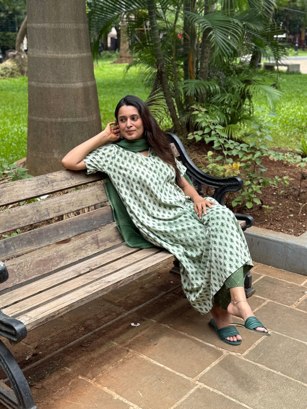 Dhyana Hand Block Print Cotton Kurta Dupatta Set | FADED