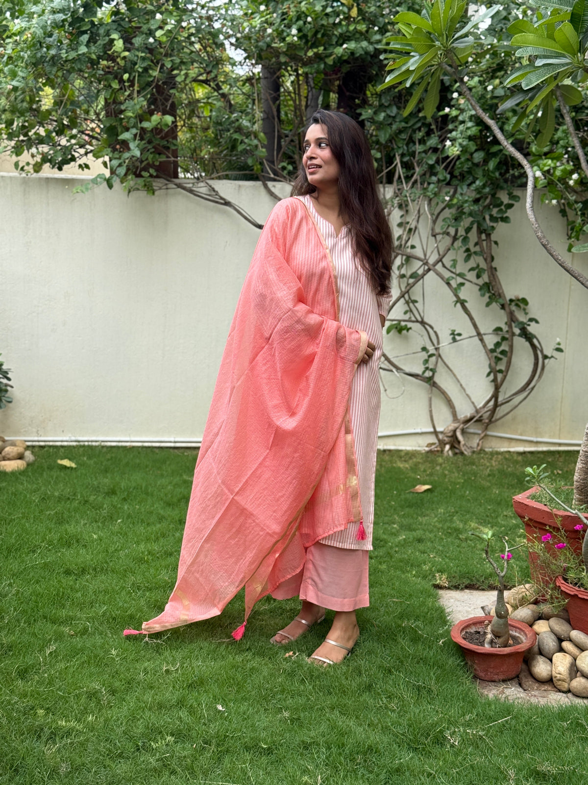 Orange candy Handloom Kurta Set
