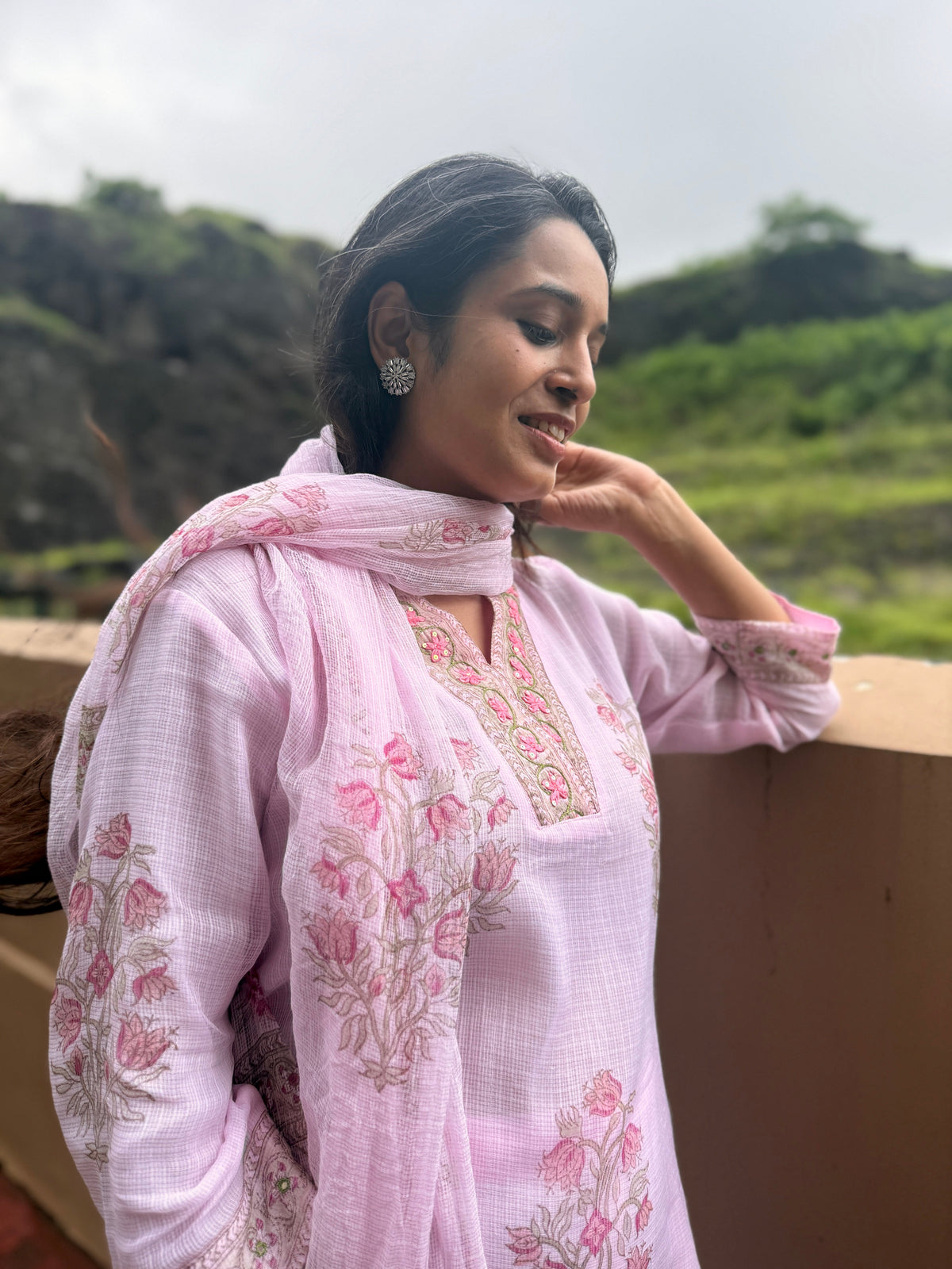 Saumya Kota Doria Dupatta Suit Set | KanthaIndia