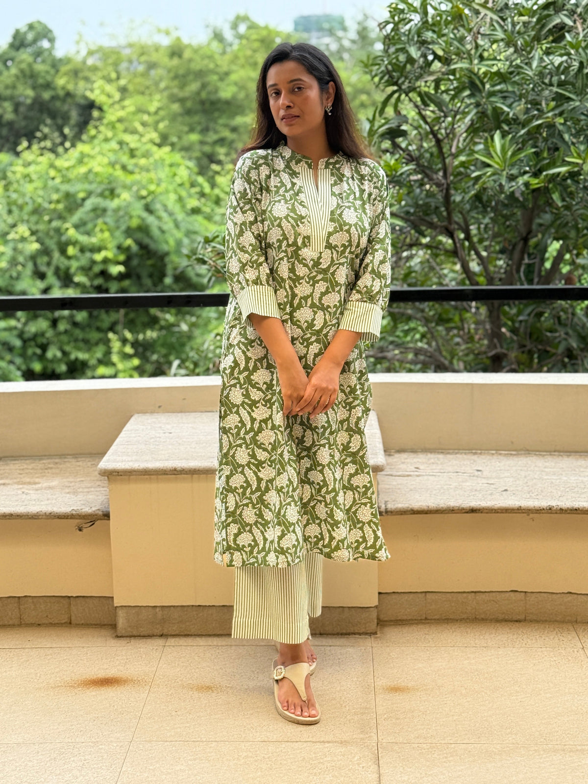 Hariyali Hand Block Printed Cotton Set | KanthaIndia