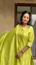 Aadya Banarasi Chanderi Silk Suit Set | Hand Woven | KanthaIndia