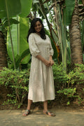 Mae Hand Block Printed Cotton Midi Dress | Floral | KanthaIndia